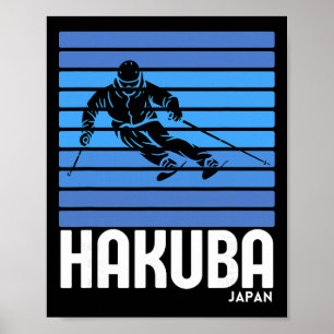 Poster Ski Hakuba Japon Sports d'hiver Vintage Rétro Skii