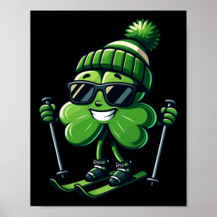 Poster Ski Jour de la Saint Patrick Shamrock Clover Irlan