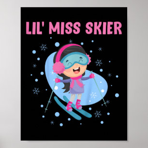 Poster Ski Kids Lil' Miss Skier Filles Amusantes