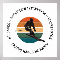 Ski Mt. Baker, Washington - Man Skier, Texte noir