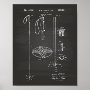 Poster Ski Pole 1966 Patent Art Chalkboard