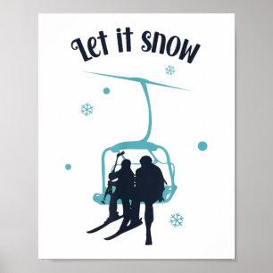 Poster Ski Skier Ski Rétro Hiver Laisser Il Neige Christm