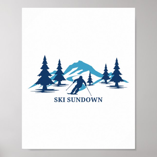 Poster Ski Sundown Connecticut Ski Resort Skiing Skier  (Devant)