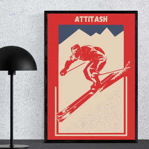 Poster Ski vintage New Hampshire Mountain Resort Attitash