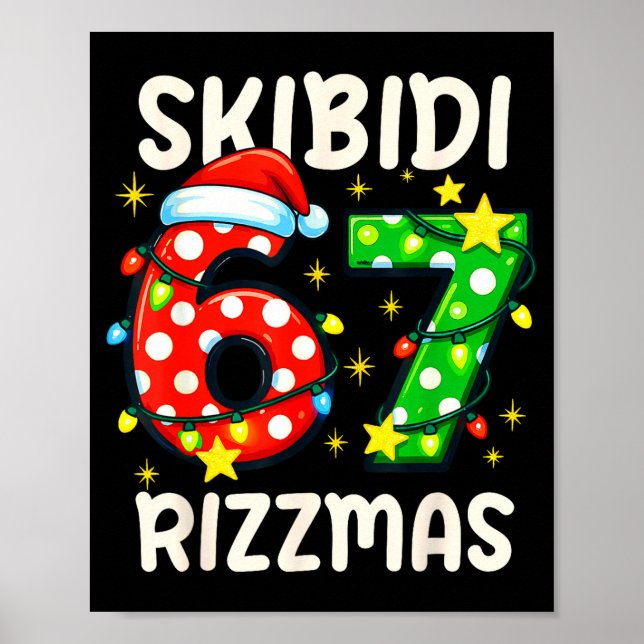 Poster Skibidi 67 Rizzmas Funny Six Seven Meme Christmas  (Devant)