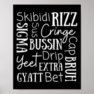 Poster Skibidi Rizz Drôles Enfants Rizz Bussin Gen Z Noël