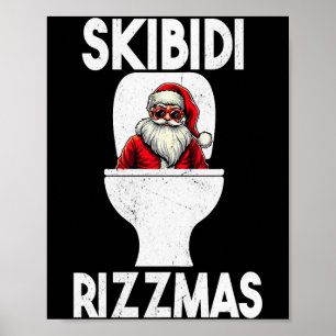 Poster Skibidi Rizzmas Drôle Toilettes Père Noël Noël