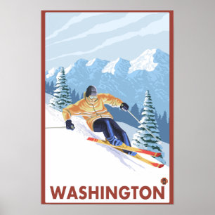Poster Skier de neige - Washington
