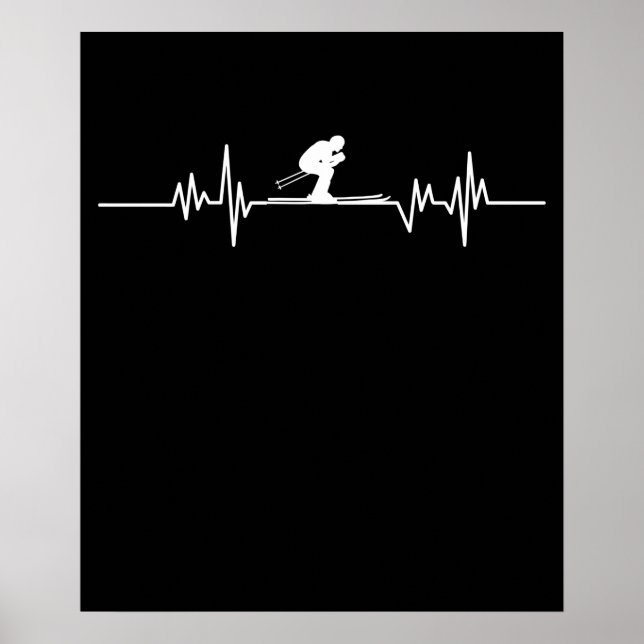 Poster Skier Heartbeat Skiing Ski Snowboard Winter Sports (Devant)