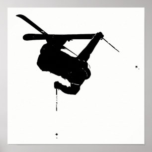 Poster Skier noir et blanc