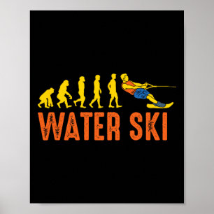 Poster Skieur aquatique de plage Évolution Ski nautique P