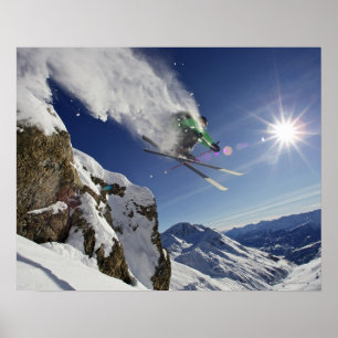 Poster Skieur dans l'entre le ciel et la terre