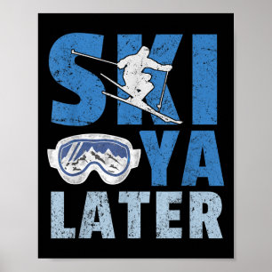 Poster Skieur drôle de montagne de planche à neige cool S