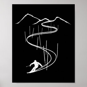 Poster Skieur Ski de descente Ski Slalom Télésiège _