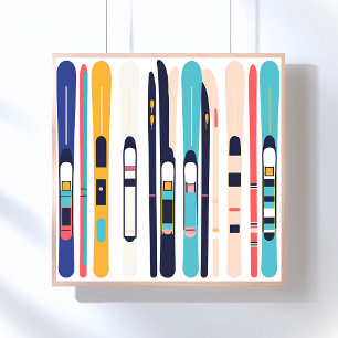 Poster Skis Art Abstrait Moderne Contemporain