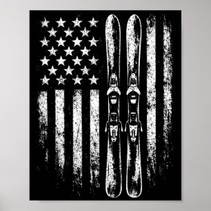 Poster skis vintage américain ski hiver montagne usaAme