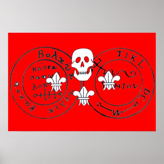 POSTER SKULET ET FLEUR DE LISE / PIRATES CARTES DE TRÉSOR (Devant)