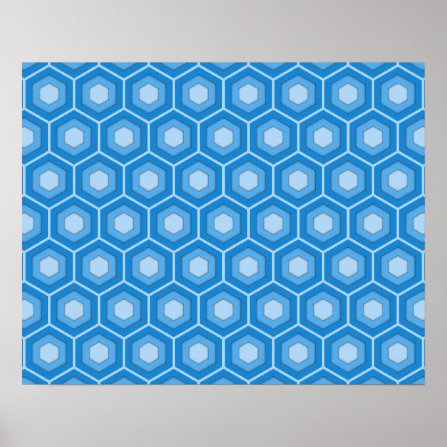Poster Sky Blue Carrelé Hex (Devant)
