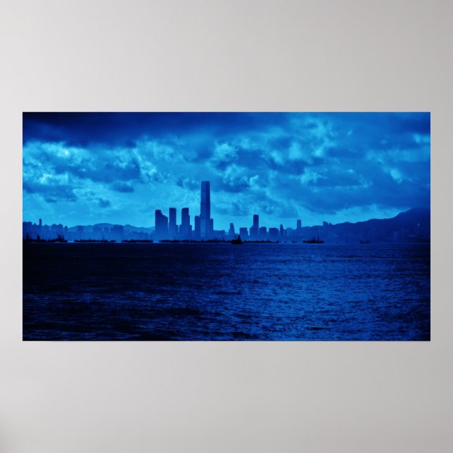 Poster Skyline Blue Hong Kong (Devant)