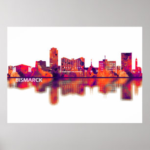 Poster Skyline de Bismarck Dakota du Nord