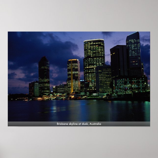 Poster Skyline de Brisbane à la tombée de la nuit, Austra (Devant)