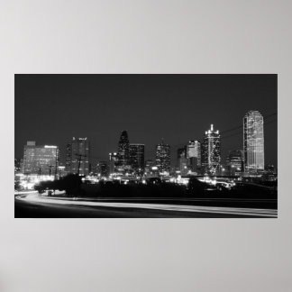 Poster skyline de dallas la nuit