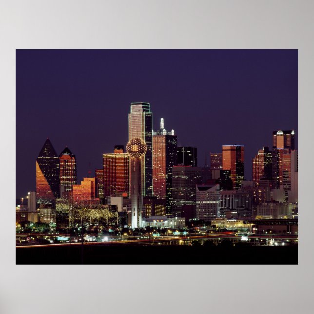 Poster Skyline de Dallas, Texas (Devant)