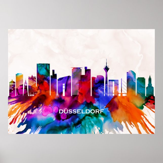 Poster Skyline de Dusseldorf (Devant)
