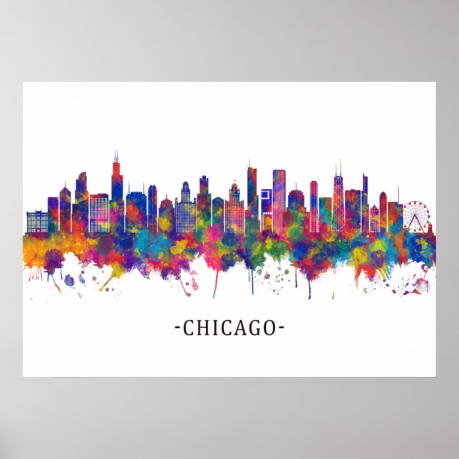Poster Skyline de l'Illinois (Devant)