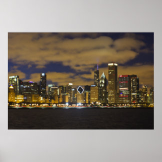 Poster Skyline de nuit de Chicago