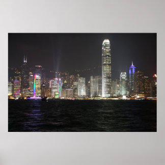 Poster Skyline de nuit de Hong Kong