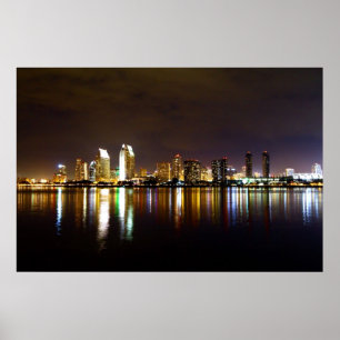 Poster Skyline de nuit San Diego