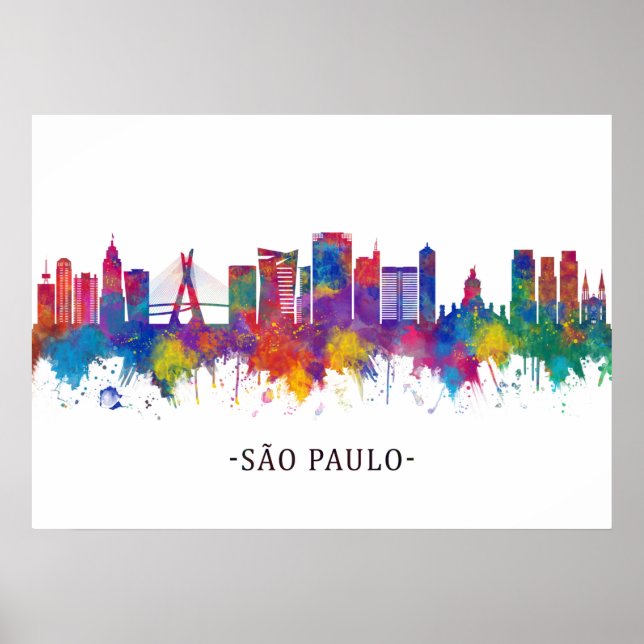 Poster Skyline de São Paulo Brésil (Devant)