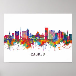 Poster Skyline de Zagreb Croatie