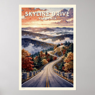 Poster Skyline Drive Virginia Voyage dans le Temps