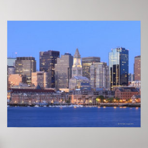 Poster Skyline du centre-ville de Boston depuis le centre