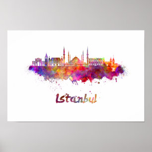 Poster Skyline in watercolor