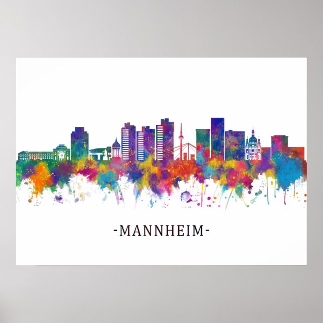 Poster Skyline Mannheim Allemagne (Devant)