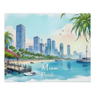 Poster Skyline Miami City Floride