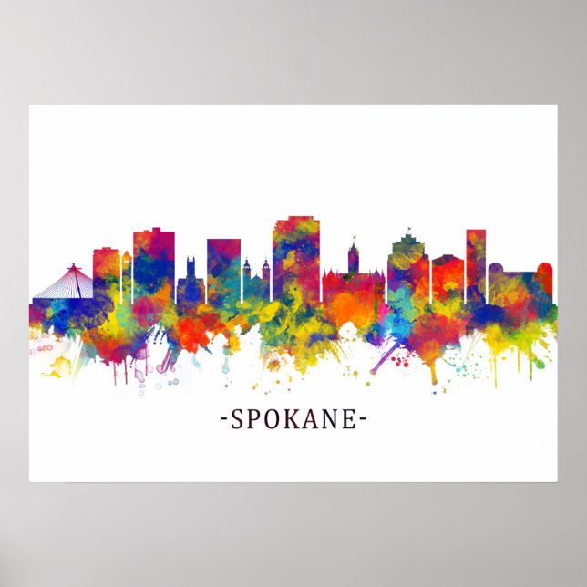Poster Skyline Spokane Washington (Devant)