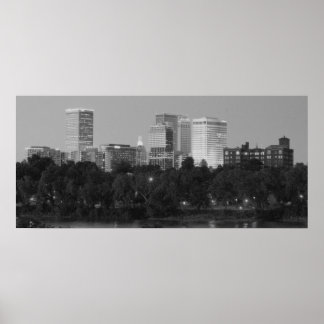 Poster Skyline Tulsa noir et blanc