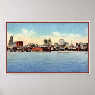Poster Skyline vintage De Harbour, Buffalo NY