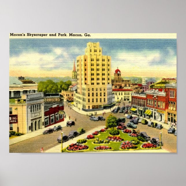 Poster Skyscraper, Macon GA Vintage (Devant)