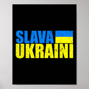 Poster Slava Ukraini Couleurs du drapeau ukrainien en dét