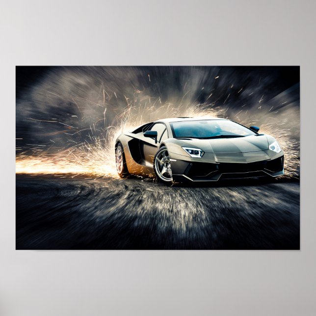 Poster Sleek Racing Sports Car Drifting #5 (Devant)