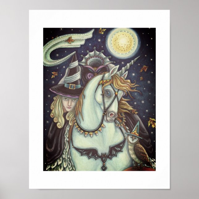 POSTER SLEEPER HOLLOW WITCH UNICORN OWL, HALLOWEEN IMAGIN (Devant)