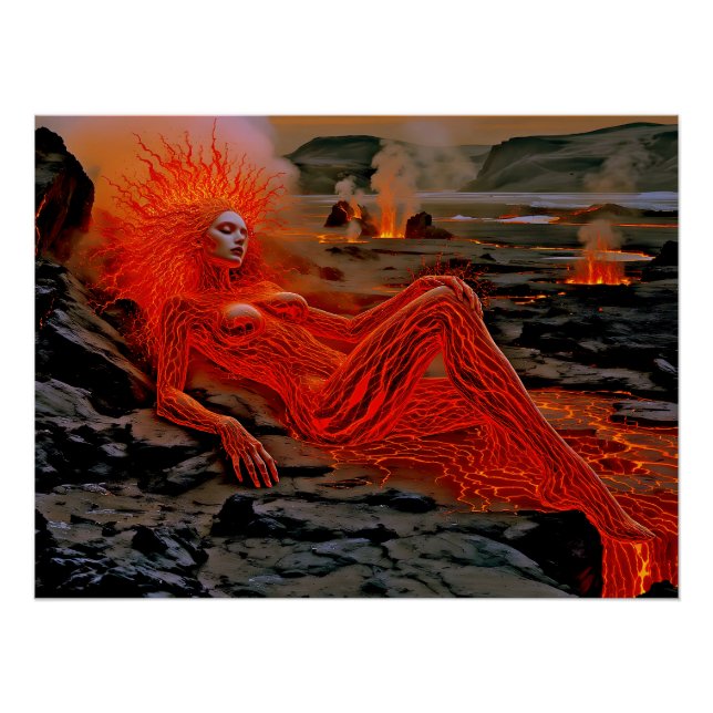 Poster "Sleeping Magma" - Portrait de femme volcanique (Devant)