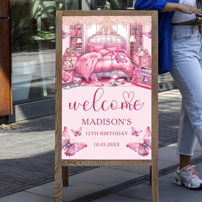 Poster Sleepover Fille Anniversaire Accueil personnalisé (Créateur téléchargé)