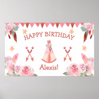 Poster Sleepover Fille de la fête du bois rose Teepee Ann