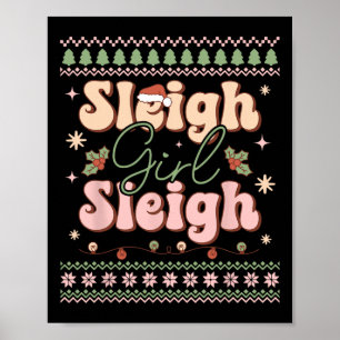 Poster Sleigh Girl Sleigh Noël laid